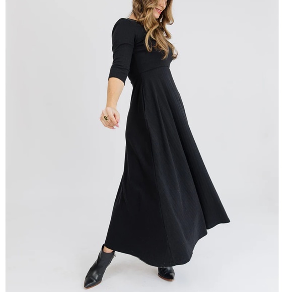 Mata Traders Dresses & Skirts - NWOT Mumbai Maxi Dress - Black Rib Knit - Medium - Organic Cotton